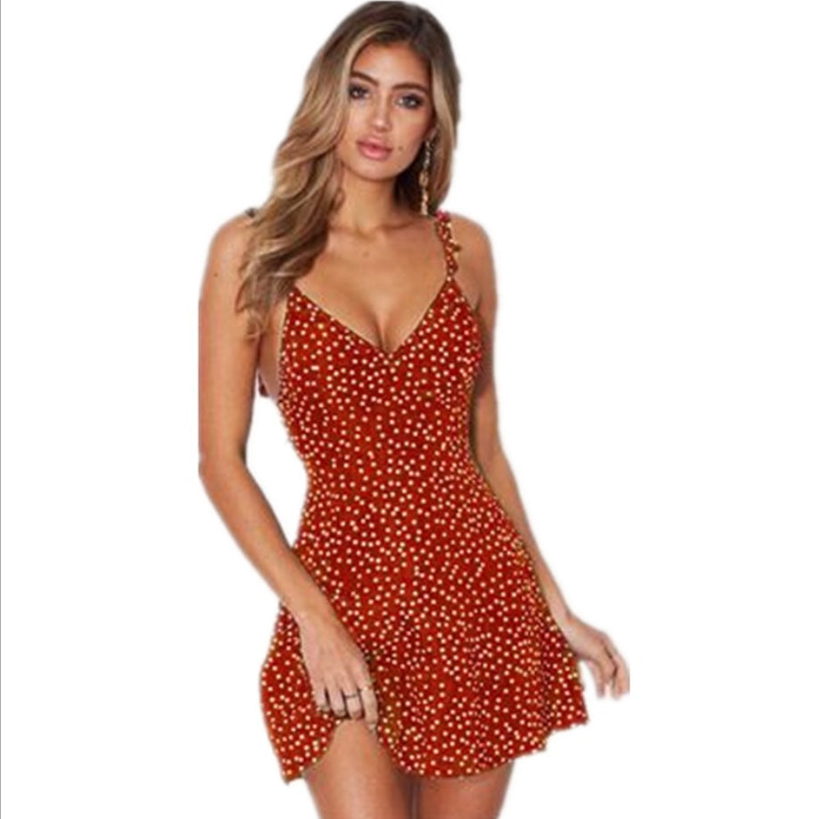 Women Polka-dot Beach Sundress