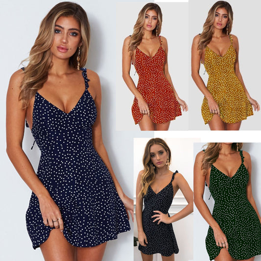 Women Polka-dot Beach Sundress