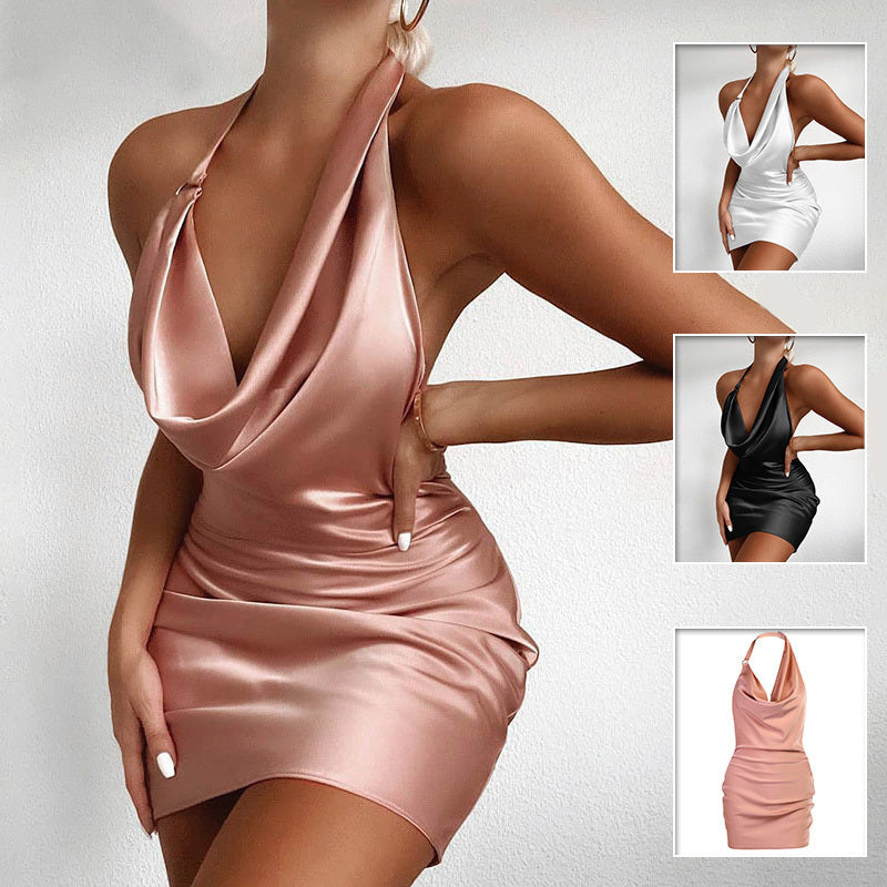 Beautiful Backless Satin Party Dress