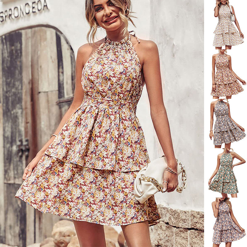 Flamboyant Summer Halter Dress