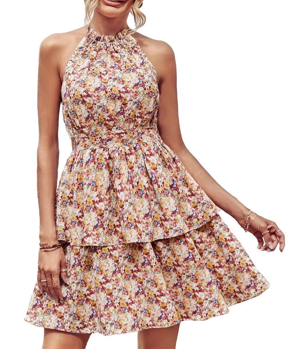 Flamboyant Summer Halter Dress