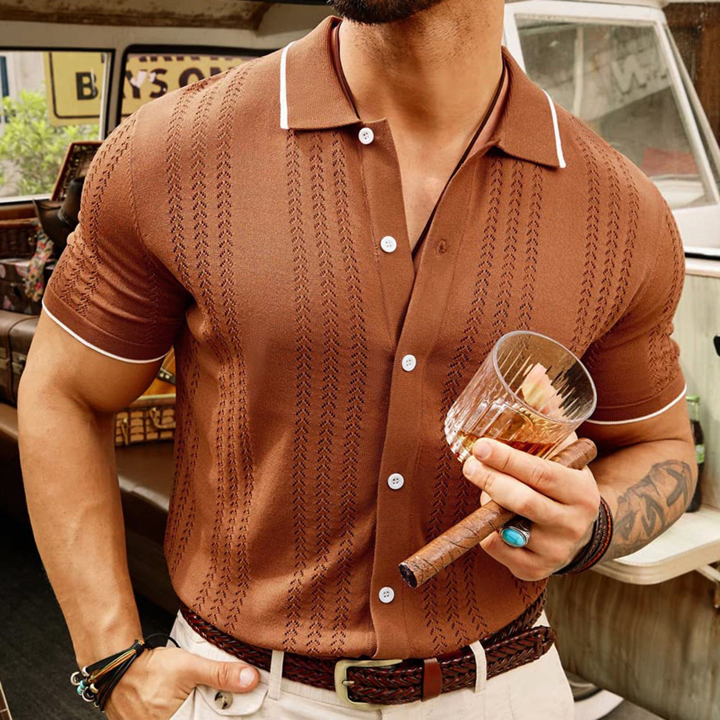 Brilliant Muscle-fit Short-sleeved Summer Polo